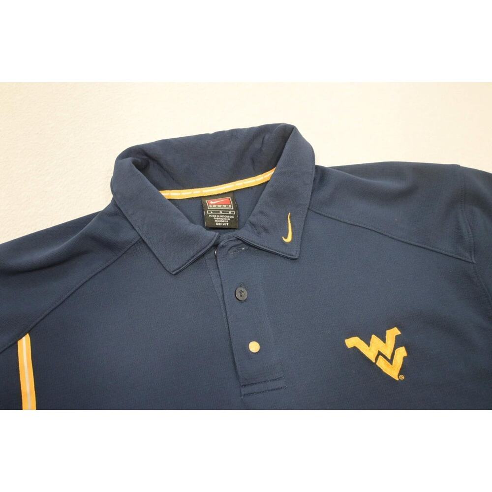 Nike Golf Polo Dri Fit West Virginia Dark Blue Athletic Shirt Mens Sz Large - Picture 5 of 7